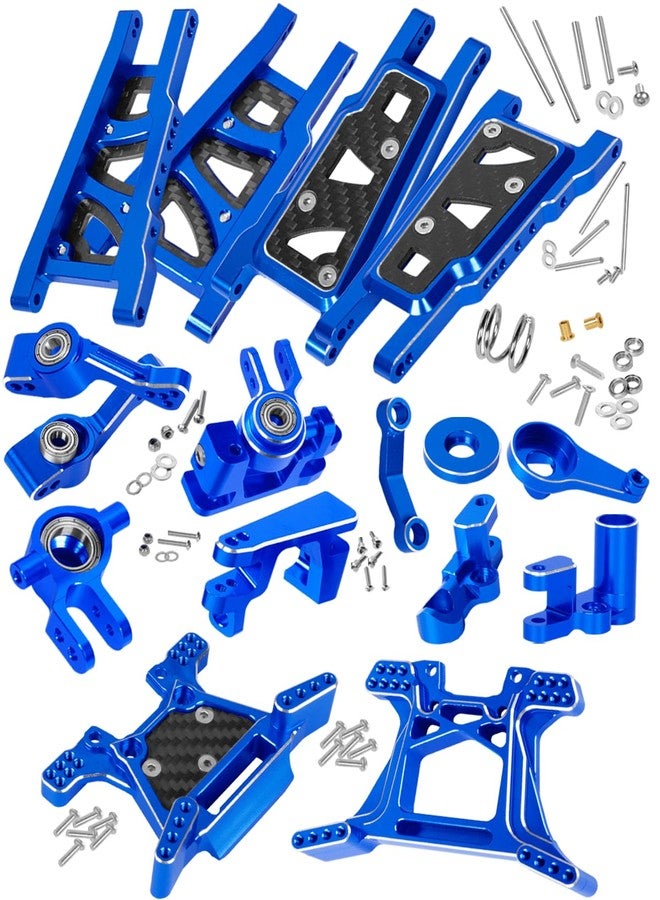 RCHuiWow RC Upgrades Part for 1/10 Rustler 4x4（#67164-4）L,Suspension Arms,Caster Block,Steering Blocks,Rear Stub Axle Carriers,Shock Towers,Steering Block,Navy Blue - Image 1